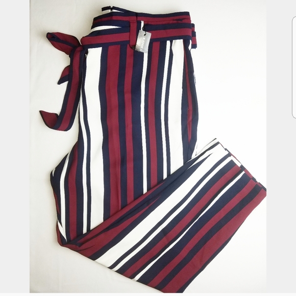 Express | Pants & Jumpsuits | Express High Waisted Striped Sash Tied ...